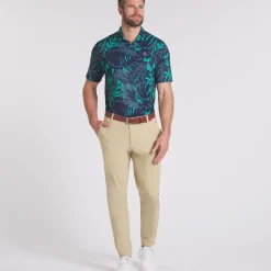 Discount PUMA Men's X Palm Tree Crew Palm Glitch Golf Polo Shirt Men's Polo Shirts