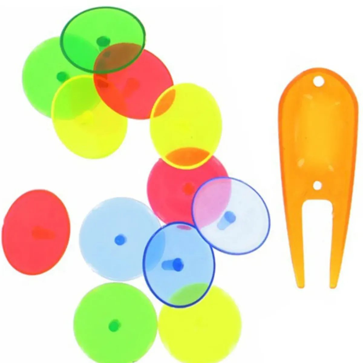 Discount Neon Ball Markers & Pitchfork Golf Set Pitchmark Repairers